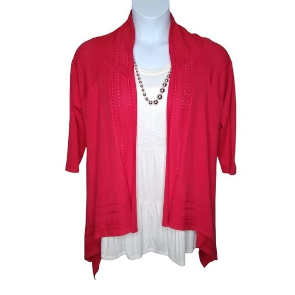 Cable & Gauge Open Cardigan Red XL - Picture 1 of 13